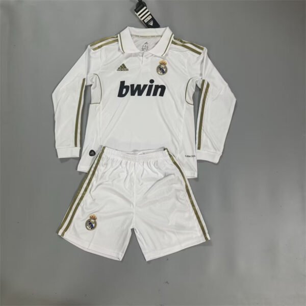 Real Madrid 11 12 Long sleeve  home kids kit