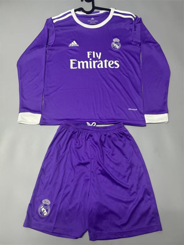Real Madrid 16 17 Long sleeve  away kids kit